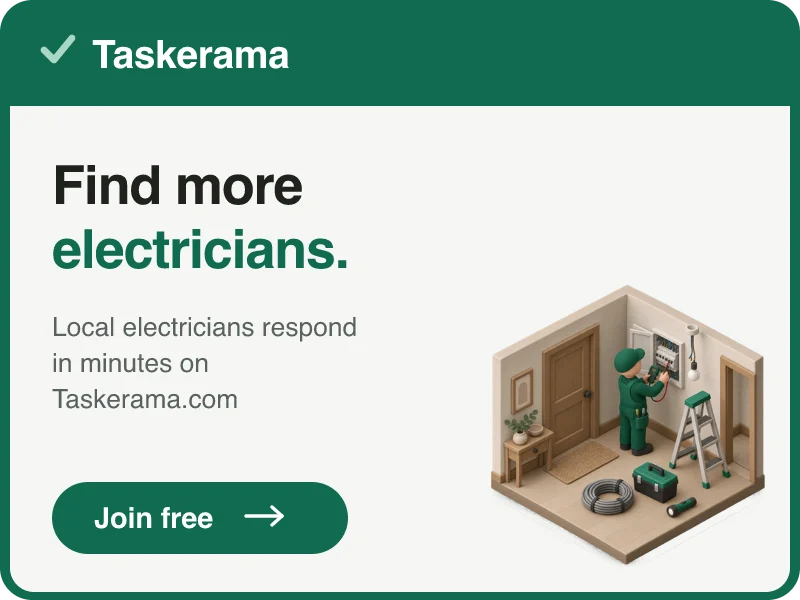 Taskerama: local electricians respond in minutes. Join free.
